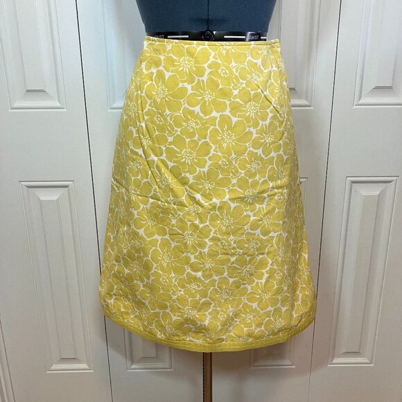 Boden Yellow and White Hibiscus Skirt Sz 12 - Picture 1 of 5